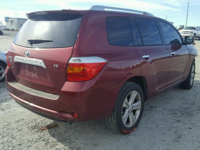 JTEDS42A192081760 - 2009 TOYOTA HIGHLANDER MAROON photo 4