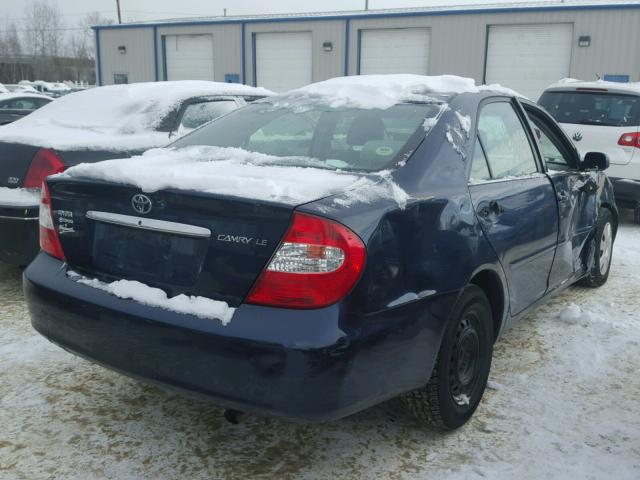 4T1BE32K43U669360 - 2003 TOYOTA CAMRY LE BLUE photo 4