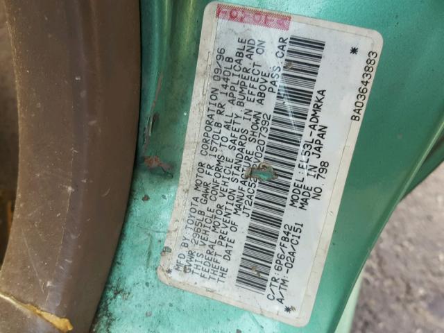 JT2AC52L2V0207392 - 1997 TOYOTA TERCEL CE GREEN photo 10