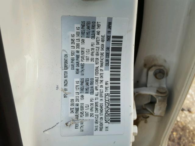 JM3TB2MA3A0200739 - 2010 MAZDA CX-9 WHITE photo 10