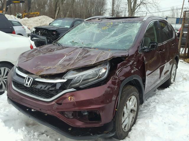 5J6RM4H7XGL123036 - 2016 HONDA CR-V EXL MAROON photo 2