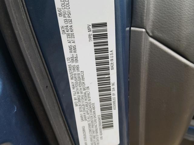 4S4WX97D684404813 - 2008 SUBARU TRIBECA LI 蓝色 照片 10