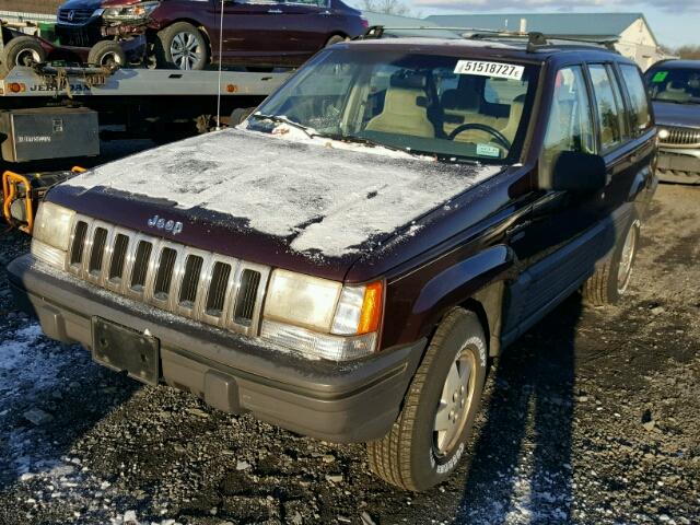 1J4GZ58S2SC575381 - 1995 JEEP GRAND CHER BURGUNDY photo 2