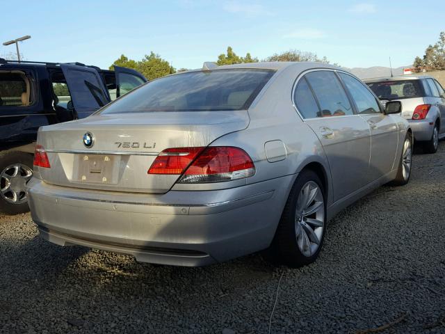 WBAHN835X7DT65215 - 2007 BMW 750 SILVER photo 4