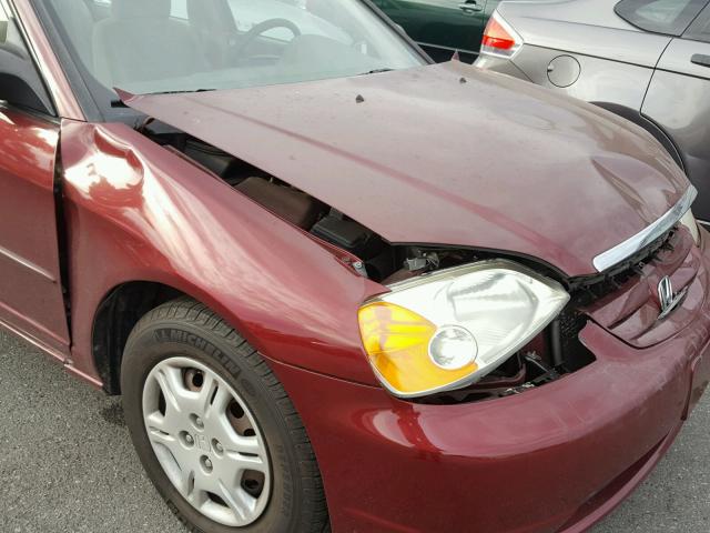 2HGES16572H599293 - 2002 HONDA CIVIC LX MAROON photo 9