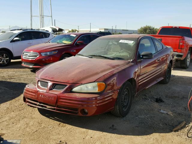 1G2NE12T91M519745 - 2001 PONTIAC GRAND AM S BURGUNDY photo 2