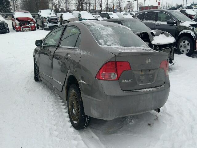 2HGFA16558H105271 - 2008 HONDA CIVIC LX GRAY photo 3