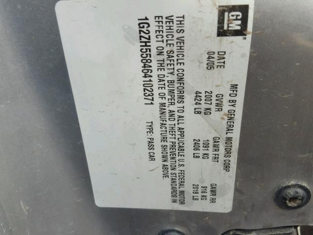 1G2ZH558464102371 - 2006 PONTIAC G6 GT GRAY photo 10