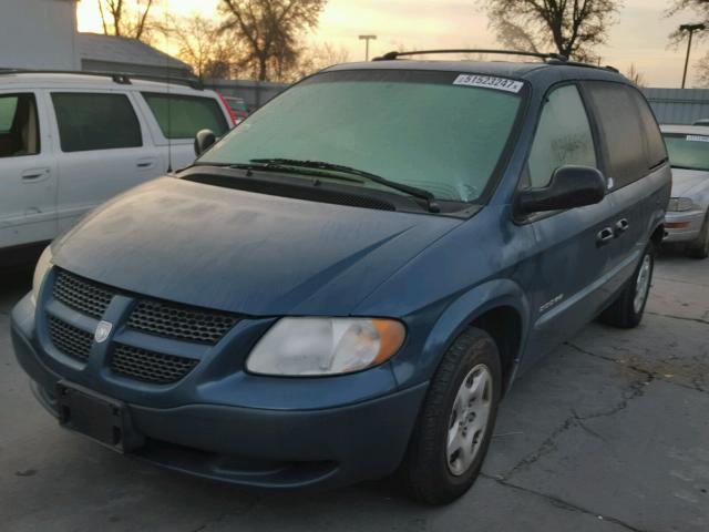 1B4GP25B71B116945 - 2001 DODGE CARAVAN SE GREEN photo 2