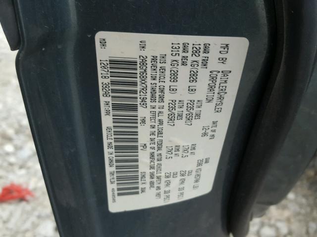 2A8GM68XX7R219497 - 2007 CHRYSLER PACIFICA T BLUE photo 10