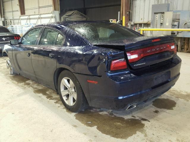 2C3CDXBGXEH187744 - 2014 DODGE CHARGER SE BLUE photo 3