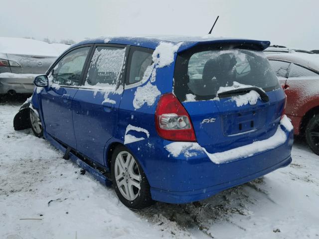 JHMGD37617S048795 - 2007 HONDA FIT S BLUE photo 3