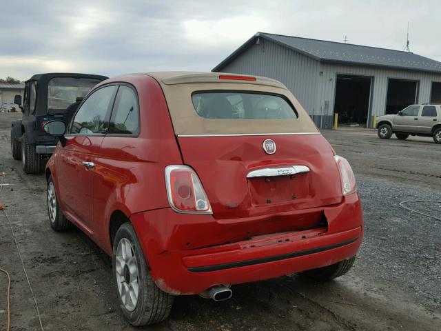 3C3CFFDR8CT198393 - 2012 FIAT 500 POP RED photo 3