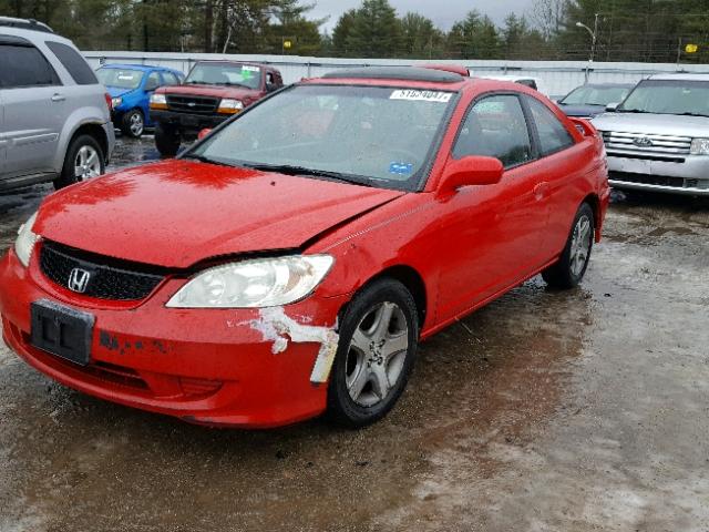 1HGEM22904L031465 - 2004 HONDA CIVIC EX RED photo 2
