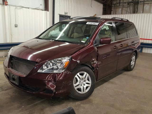 5FNRL386X7B441221 - 2007 HONDA ODYSSEY EX MAROON photo 2