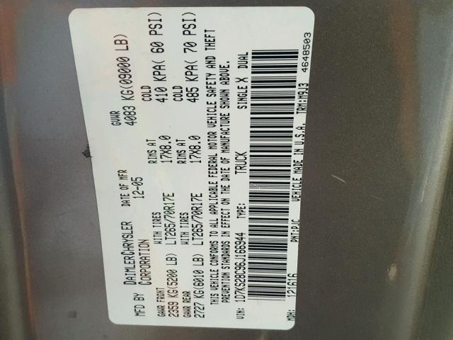 1D7KS28C96J166944 - 2006 DODGE RAM 2500 S TAN photo 10