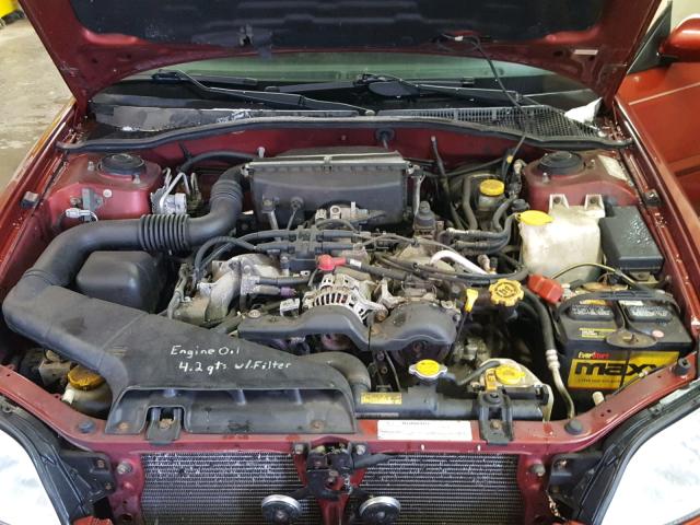 4S3BE625747211120 - 2004 SUBARU LEGACY L S RED photo 7