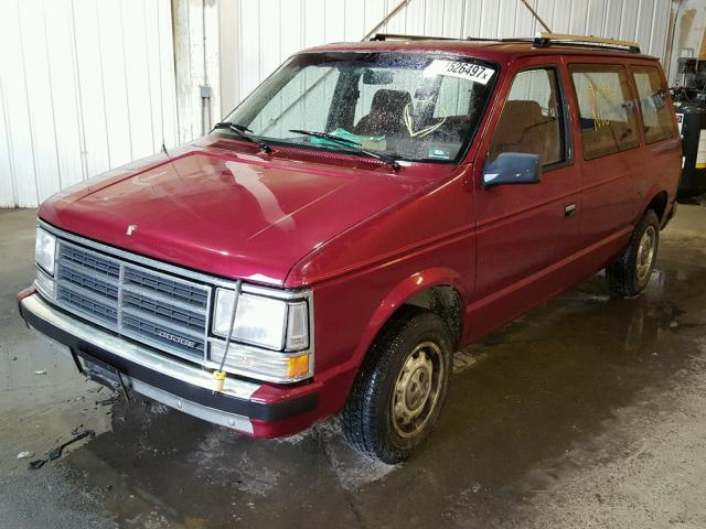 2B4FK45KXKR184665 - 1989 DODGE CARAVAN SE MAROON photo 2