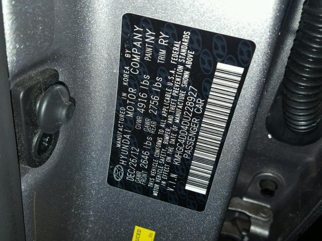 KMHGC4DD4DU228927 - 2013 HYUNDAI GENESIS 3. SILVER photo 10