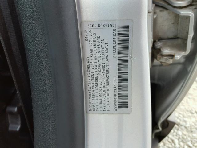 WVWVD63B12E413853 - 2002 VOLKSWAGEN PASSAT GLS SILVER photo 10