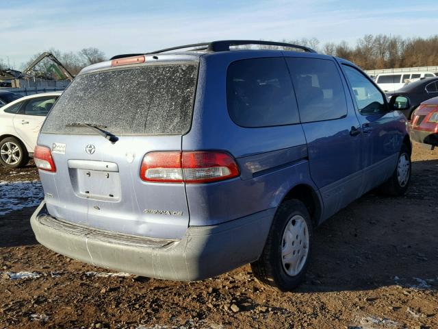 4T3ZF19C23U523593 - 2003 TOYOTA SIENNA BLUE photo 4