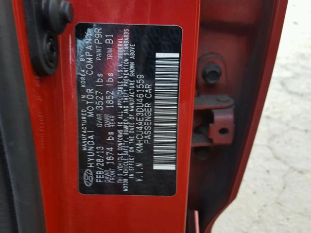 KMHCU4AE3DU461559 - 2013 HYUNDAI ACCENT GLS RED photo 10