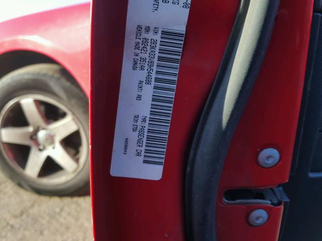 2B3KA33V89H544688 - 2009 DODGE CHARGER SX RED photo 10