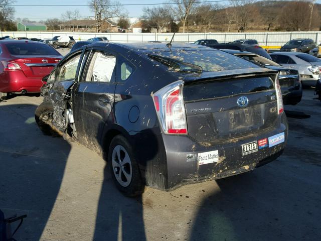 JTDKN3DU0E0360062 - 2014 TOYOTA PRIUS GRAY photo 3