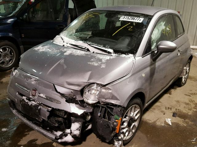 3C3CFFAR5FT545039 - 2015 FIAT 500 POP GRAY photo 2