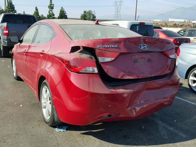 KMHDH4AE7DU942634 - 2013 HYUNDAI ELANTRA GL RED photo 3