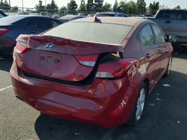 KMHDH4AE7DU942634 - 2013 HYUNDAI ELANTRA GL RED photo 4