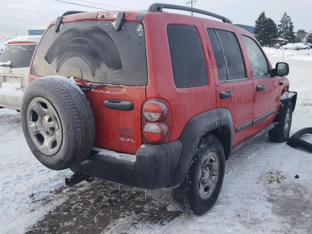 1J4GL48K45W597574 - 2005 JEEP LIBERTY SP RED photo 4