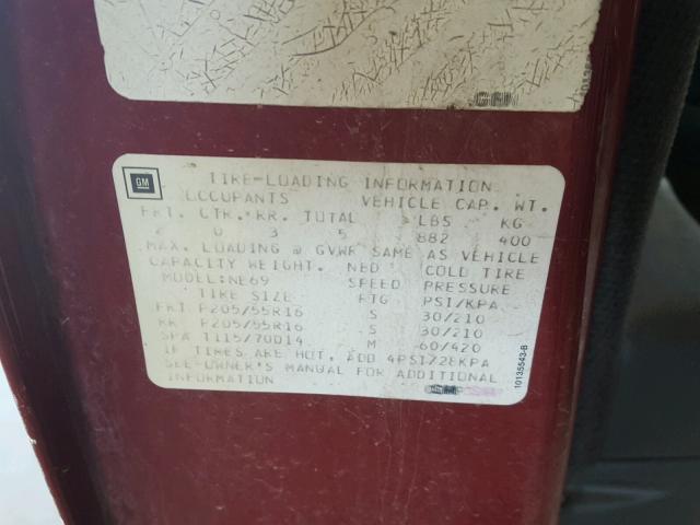 1G2NE5433PM595295 - 1993 PONTIAC GRAND AM S Qırmızı foto 10