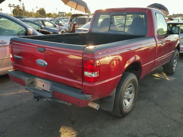 1FTYR11E86PA58186 - 2006 FORD RANGER RED photo 4