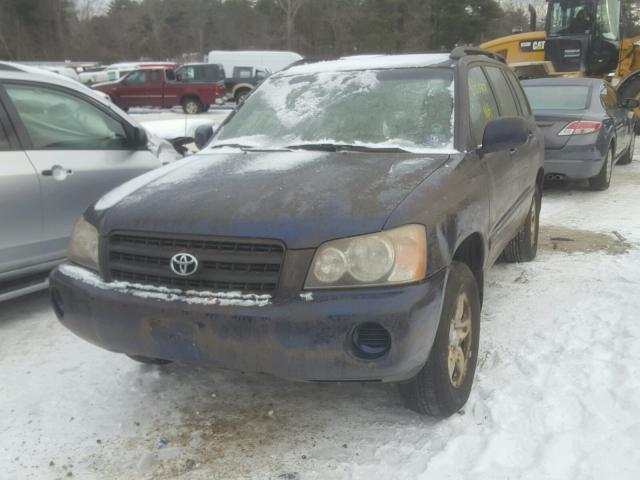 JTEHD21A110005909 - 2001 TOYOTA HIGHLANDER BLUE photo 2