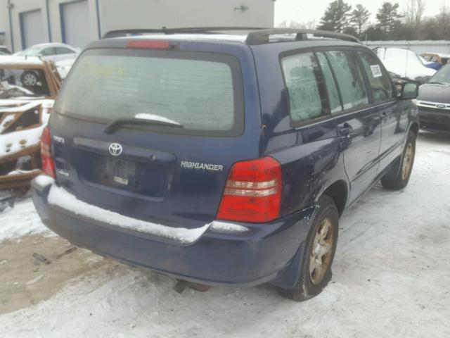 JTEHD21A110005909 - 2001 TOYOTA HIGHLANDER BLUE photo 4