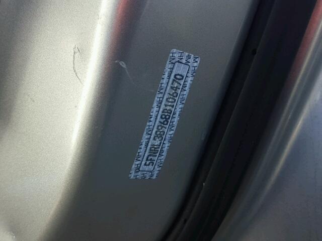 5FNRL38968B106470 - 2008 HONDA ODYSSEY TO SILVER photo 10