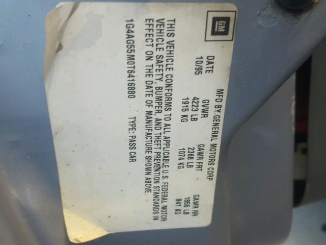 1G4AG55M0T6416880 - 1996 BUICK CENTUR LIM BLUE photo 10