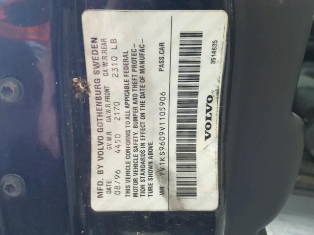 YV1KS9609V1105906 - 1997 VOLVO 960 BLACK photo 10