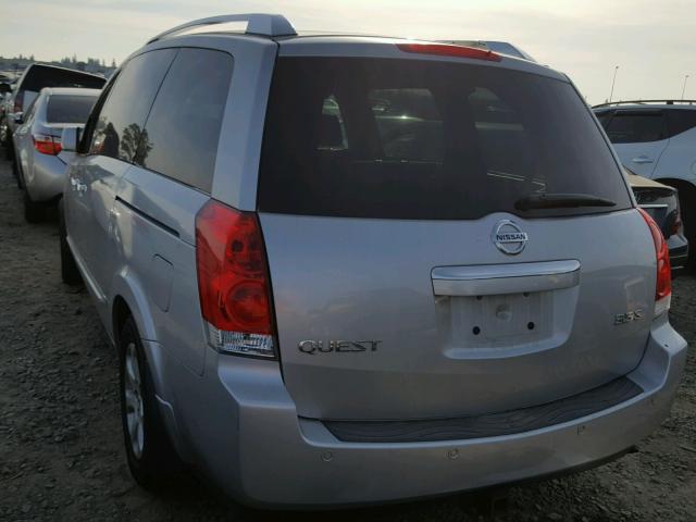 5N1BV28U39N103728 - 2009 NISSAN QUEST S SILVER photo 3