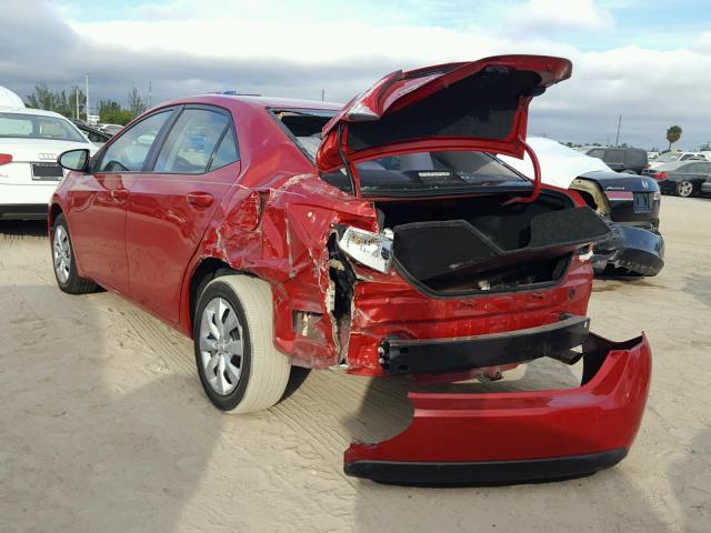 2T1BURHE3FC468711 - 2015 TOYOTA COROLLA L RED photo 3