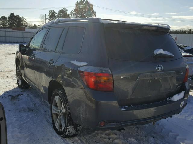 JTEES43A382102562 - 2008 TOYOTA HIGHLANDER GRAY photo 3