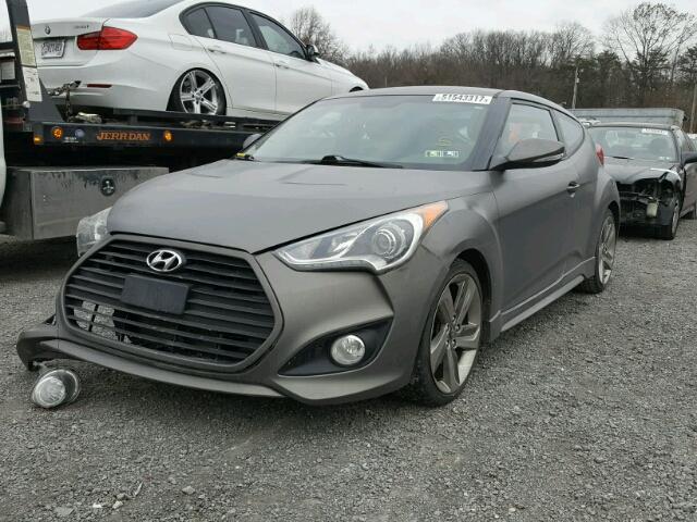 KMHTC6AE9DU135943 - 2013 HYUNDAI VELOSTER T CHARCOAL photo 2