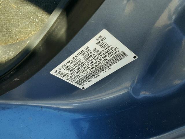 5FNRL38476B112442 - 2006 HONDA ODYSSEY EX BLUE photo 10