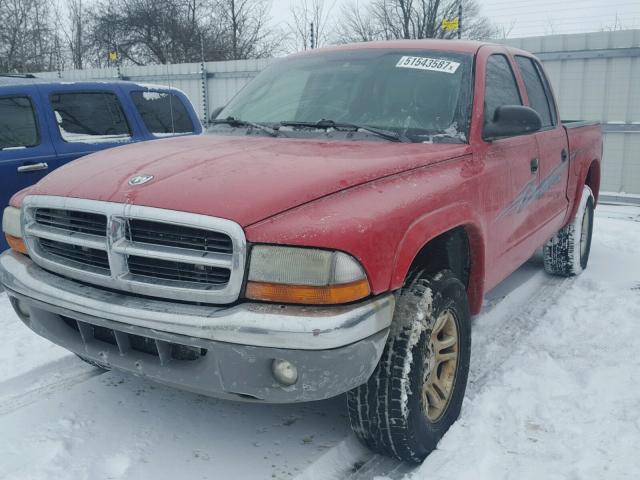 1D7HG48N84S717865 - 2004 DODGE DAKOTA QUA RED photo 2