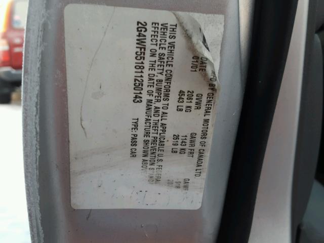 2G4WF551811250143 - 2001 BUICK REGAL GS SILVER photo 10