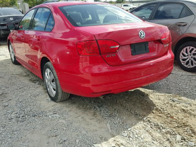 3VWDZ7AJ9BM355687 - 2011 VOLKSWAGEN JETTA SE RED photo 3