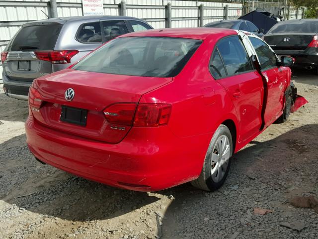 3VWDZ7AJ9BM355687 - 2011 VOLKSWAGEN JETTA SE 红色 照片 4