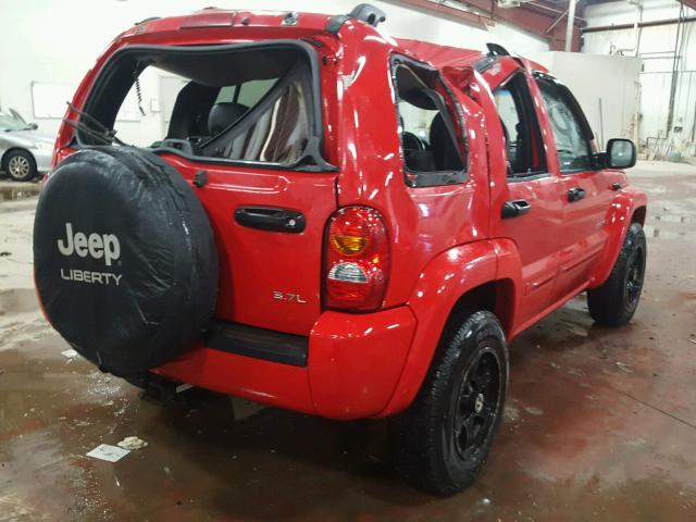 1J4GL58K22W287036 - 2002 JEEP LIBERTY LI RED photo 4