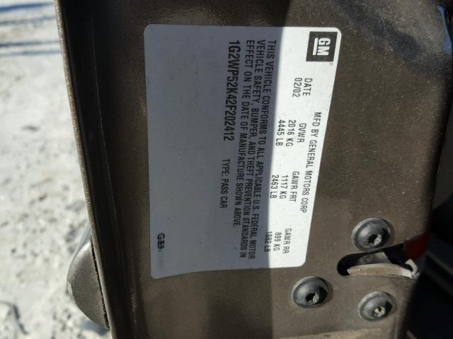 1G2WP52K42F202412 - 2002 PONTIAC GRAND PRIX 棕色 照片 10